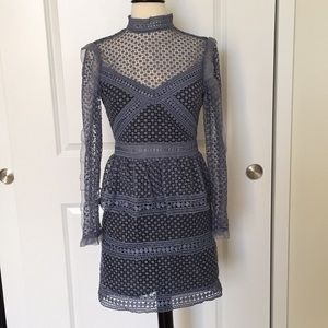 CLEARANCE! blue lace ruffle long sleeve Aqua dress